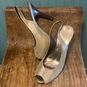 BCBG sparkly gold heels worn twice